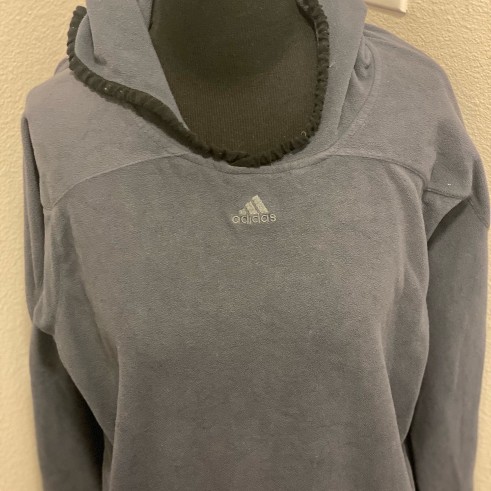 2 FOR $20 Adidas Blue Fleece Oversized Hoodie Tunic Pullover Thumbholes Size M - Picture 2 of 7